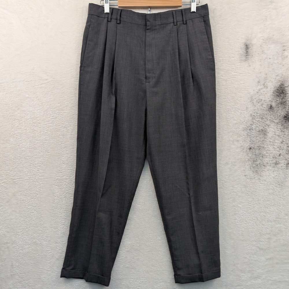 VTG Dockers Dress Slacks Men's 36x29 Gray Pleated Cuffed Wool Blend Formal 90s
